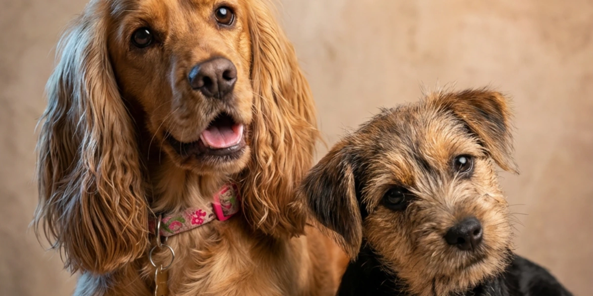 Two dog portrait from photo