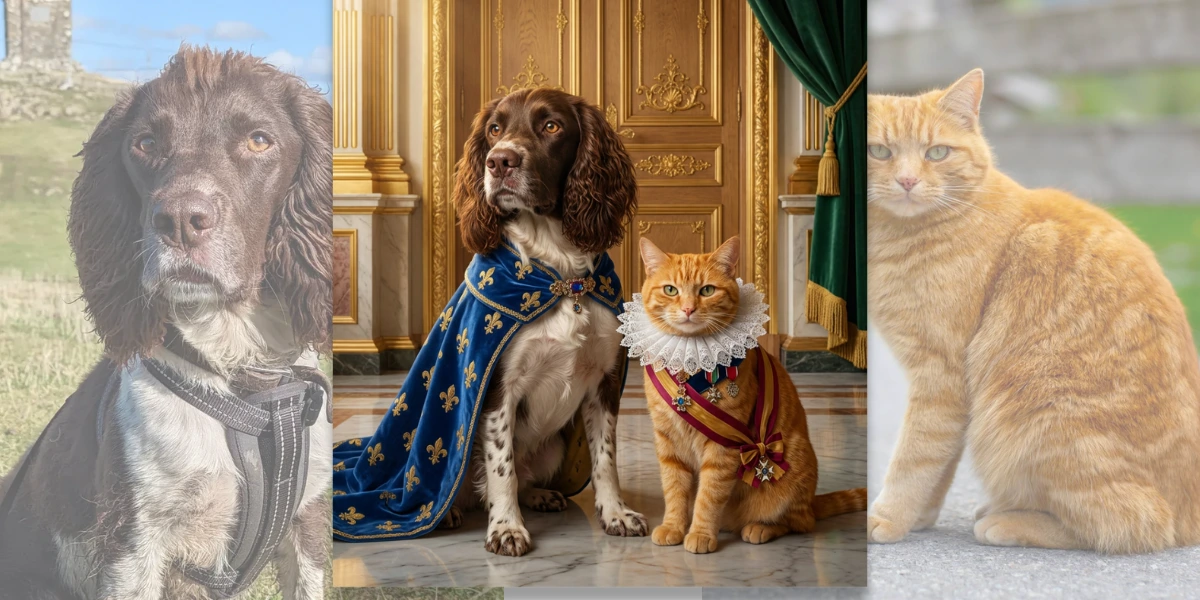 Pet portrait from separate photos