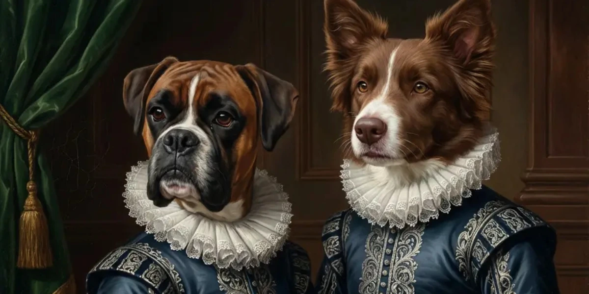 Custom dog portrait with multiple dogs