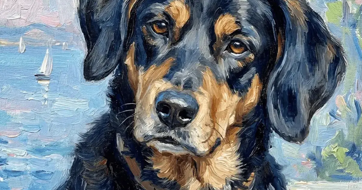 Painted portrait of a pet in fine art style
